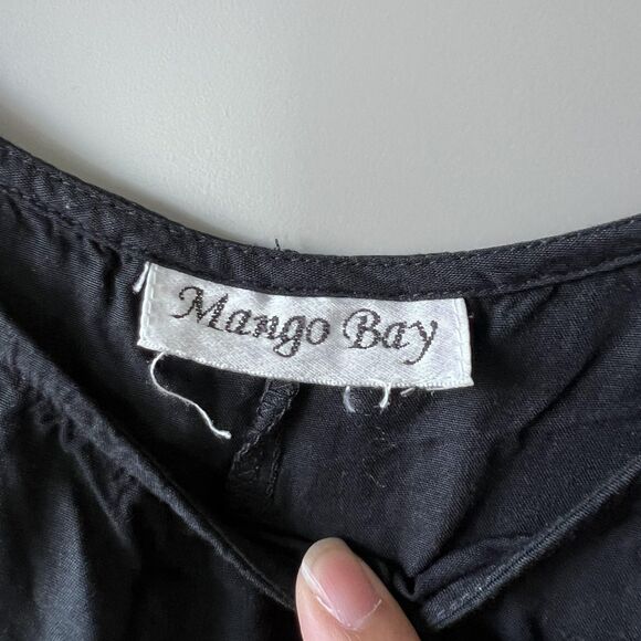 Mango Bay Dress Womens XXL Black Sleeveless Maxi Boho Floral Beaded Patch Hem - Picture 6 of 9